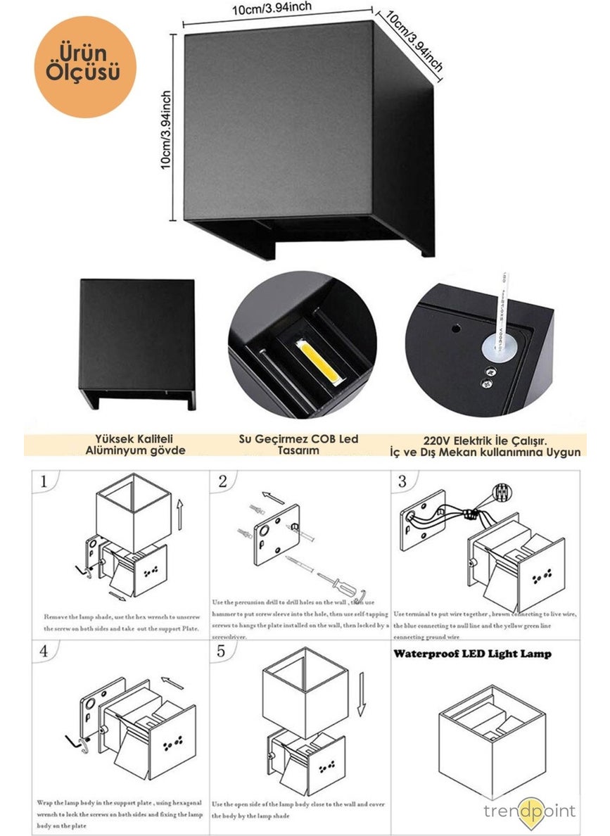 Technojet - 6W Modern Two-Way Square Aluminum Sconce Wall Lamp Decorative LED Lighting Daylight - Image 1