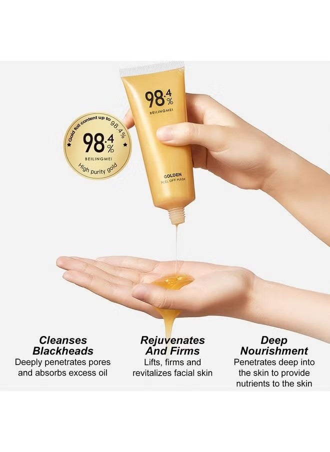 HAVEN - Gold Foil Peel-Off Mask, Peel-Off Anti-Wrinkle Face Mask, 98.4% Beilingmei Gold Face Mask, 24k Gold Face Mask, Gold Foil Tear-Off Mask for Skin Moisturizing and Deeply Cleans - Image 1