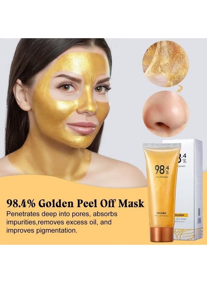 HAVEN - Gold Foil Peel-Off Mask, Peel-Off Anti-Wrinkle Face Mask, 98.4% Beilingmei Gold Face Mask, 24k Gold Face Mask, Gold Foil Tear-Off Mask for Skin Moisturizing and Deeply Cleans - Image 1