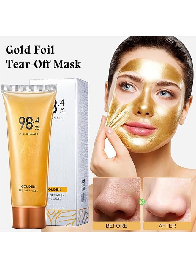 HAVEN - Gold Foil Peel-Off Mask, Peel-Off Anti-Wrinkle Face Mask, 98.4% Beilingmei Gold Face Mask, 24k Gold Face Mask, Gold Foil Tear-Off Mask for Skin Moisturizing and Deeply Cleans - Image 1