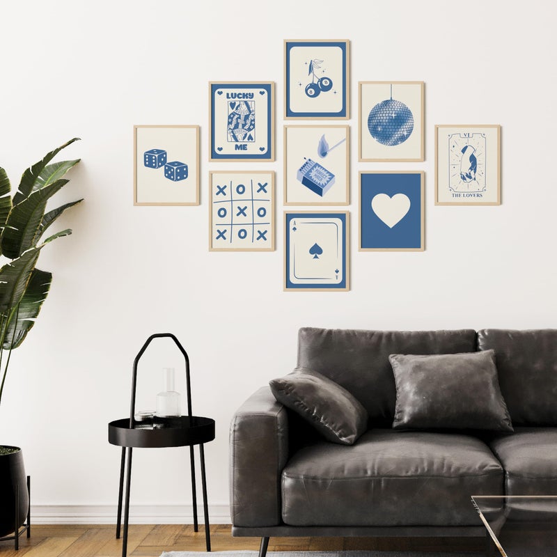 97 Decor 97 Decor Blue Lucky Poster - Playing Card Wall Art  Poker Room Decor  Blue Trendy Wall Art  Funky Posters Aesthetic Pictures  Retro Ace Prints Queen of Hearts Decor for Bedroom (8x10 UNFRAMED)  - Image 5