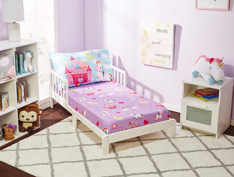 مجموعة ملاءات وسادة للأطفال الصغار من Everyday Kids بتصميم أحلام اليونيكورن، ناعمة وقابلة للتنفس من الألياف الدقيقة