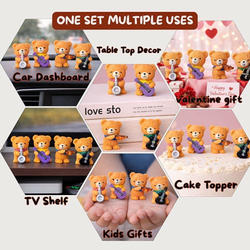 CraftVatika Teddy Bear Miniature Valentine Day Gifts for Girlfriend Boyfriend Husband Wife, Home Decor, Valentine Musical Teddy Bear Gift, Miniature Decorative Items for Living Room, Car Dashboard - Image 3