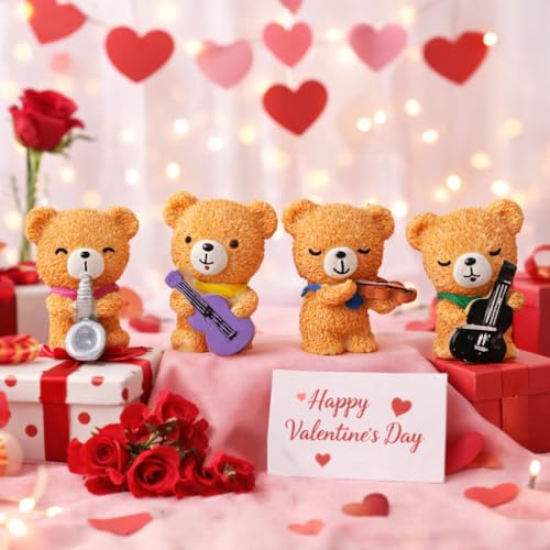 CraftVatika Teddy Bear Miniature Valentine Day Gifts for Girlfriend Boyfriend Husband Wife, Home Decor, Valentine Musical Teddy Bear Gift, Miniature Decorative Items for Living Room, Car Dashboard - Image 4
