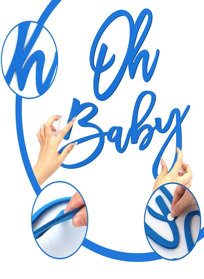 MASTRON 'Oh Baby' Sign for Backdrop - Felt Baby Shower Banner Boy Girl Decorations Gender Reveal 1st Birthday Party Photography Background - Blue - Image 4