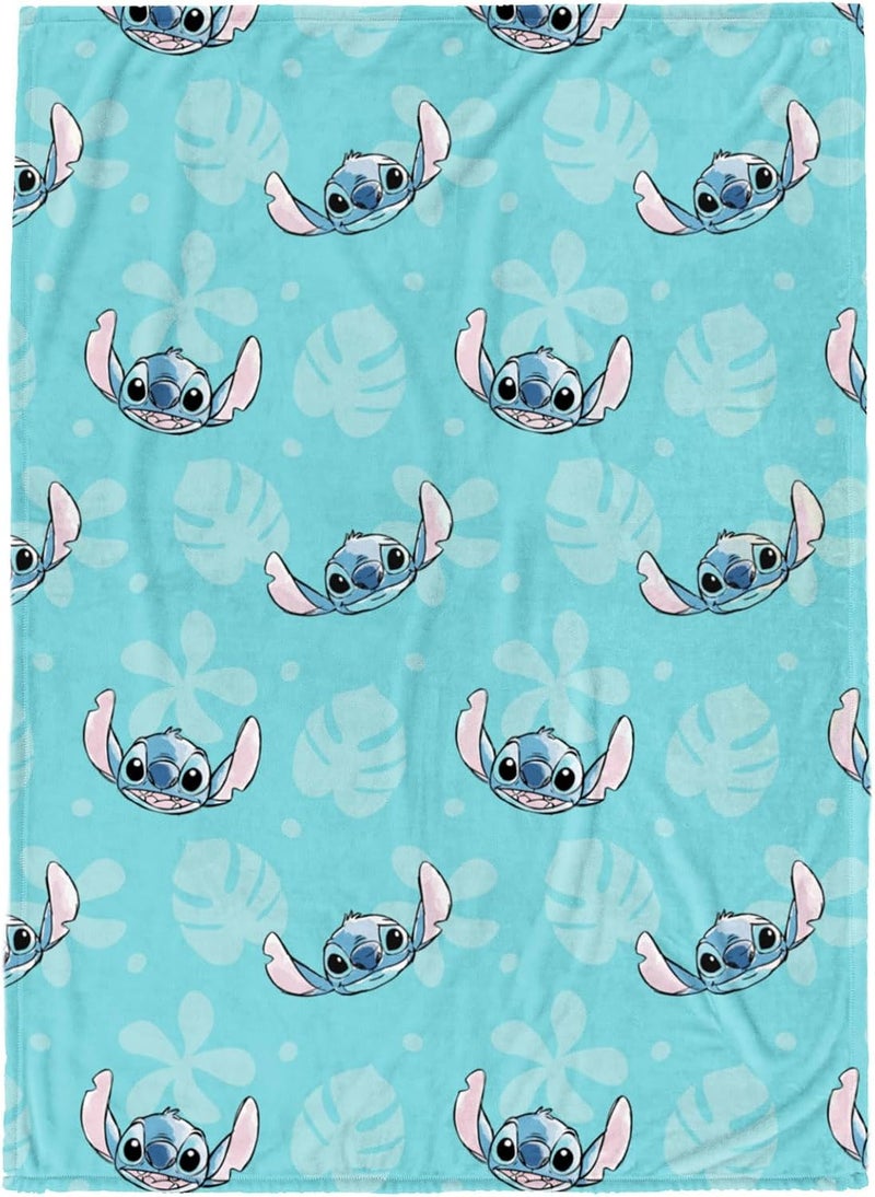 Jay Franco Plush Throw Blanket – 46" x 60" Inch Cartoon Kids Soft & Cozy Fleece Throw for Bedroom & Couch Décor, Official Licensed Product, Blue - Lilo & Stitch - Image 1