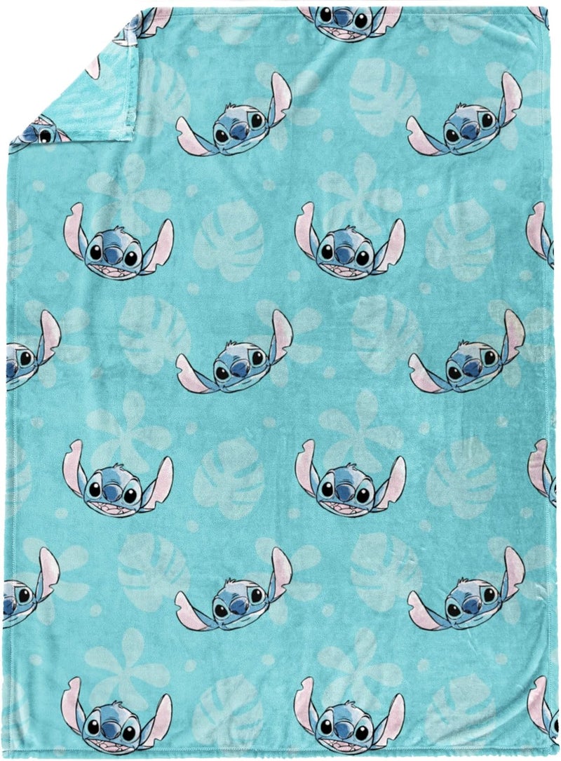 Jay Franco Plush Throw Blanket – 46" x 60" Inch Cartoon Kids Soft & Cozy Fleece Throw for Bedroom & Couch Décor, Official Licensed Product, Blue - Lilo & Stitch - Image 3