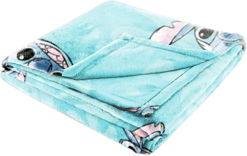 Jay Franco Plush Throw Blanket – 46" x 60" Inch Cartoon Kids Soft & Cozy Fleece Throw for Bedroom & Couch Décor, Official Licensed Product, Blue - Lilo & Stitch - Image 5