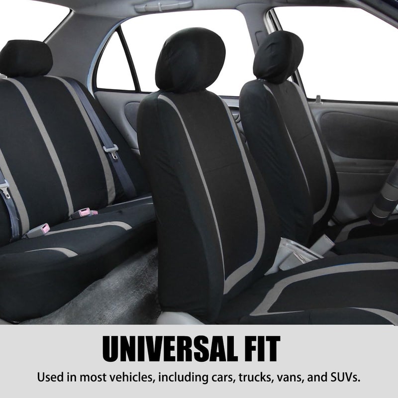 BELOMI Car Seat Covers Full Set, Breathable Premium Cloth Automotive Seat Cover, Universal Front and Rear Seat Covers, Easy to Install Car Accessories for Most Cars Trucks SUV (Gray) - Image 4