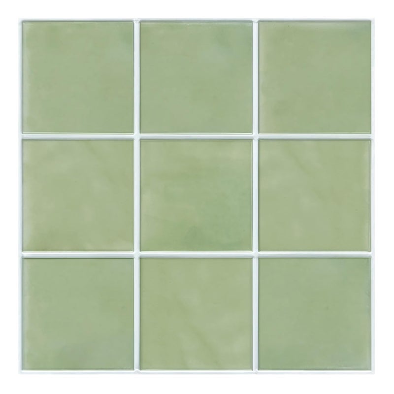 Commomy 10 Pcs Matte 3D Peel and Stick Tile 11.8"x11.8" Ultralight PVC Square Peel and Stick Backsplash for Kitchen Stick on Tiles for Bathroom,Living Room,Fireplace,Interior Wall Decor,Sage Green - Image 1
