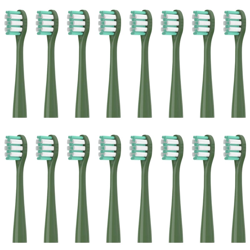 Showsee Replacement Electric Toothbrush Heads, Soft Bristles for ShowSee D1/d2/d3, 16 Pack, Green - Image 1