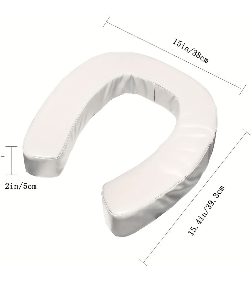 Beige Height Adjustable Toilet Seat U Shaped Ergonomic Design Non Slip Soft Padding Comfort for Seniors Universal Fit - Image 2