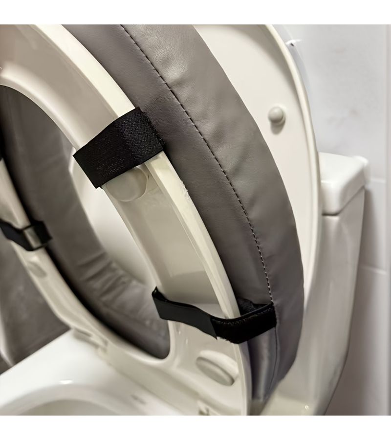 Beige Height Adjustable Toilet Seat U Shaped Ergonomic Design Non Slip Soft Padding Comfort for Seniors Universal Fit - Image 4