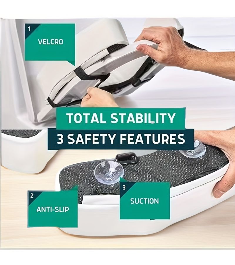 Beige Height Adjustable Toilet Seat U Shaped Ergonomic Design Non Slip Soft Padding Comfort for Seniors Universal Fit - Image 5