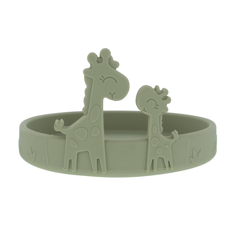 Nuby Animal Friend Silicone Round Plate - Toddler Plate - 6+ Months - Green Giraffe Plate - Image 1