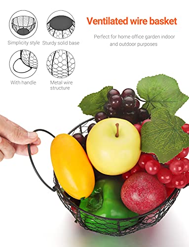 WILLIZTER Round Wire Basket Black Fruit Basket Bowl Fruit Holder for Kitchen with Handle Black Home Storage for Vegetables, Snacks, Household Items Decor - Image 3