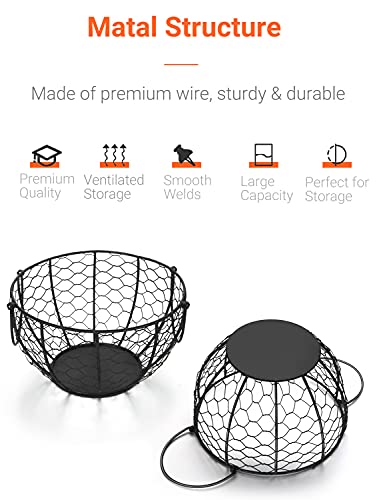 WILLIZTER Round Wire Basket Black Fruit Basket Bowl Fruit Holder for Kitchen with Handle Black Home Storage for Vegetables, Snacks, Household Items Decor - Image 5