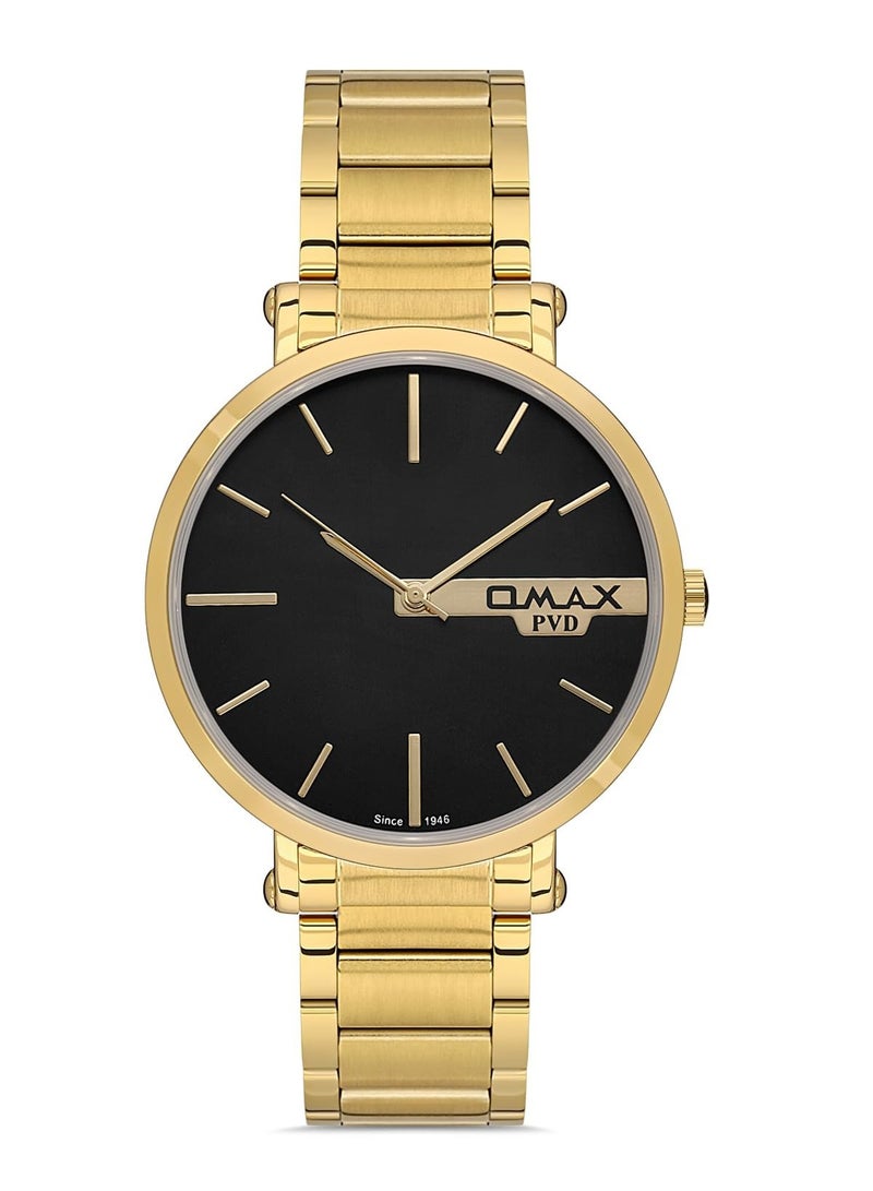 Omax Men's Luxury Wristwatch, Watches for Men, Stainless Watches, Silver Steel Band, Black Analog Dial, Waterproof Watch, 1 Year Warranty - Image 1