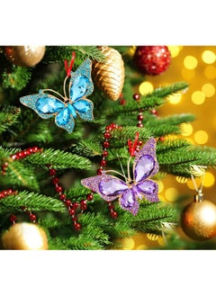 وا هوم زينة عيد الميلاد المعدنية على شكل فراشة من WaaHome - زينة تذكارية على شكل فراشة ملكية لتزيين شجرة عيد الميلاد، زينة عيد الميلاد الفريدة على شكل فراشة زرقاء هدايا للنساء والفتيات والأطفال والأمهات  - Image 4