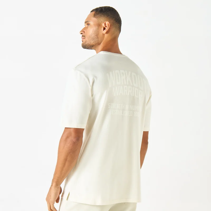 ADOT by Splash Typographic Print T-shirt with Round Neck and Short Sleeves