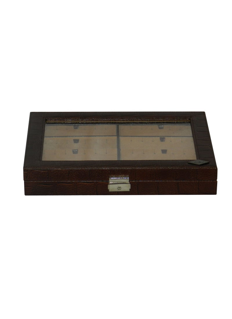 LAVERI LEATHER - Laveri Genuine Leather Earring Box Organizer Storage Earrings Stud Tray Showcase Storage Case - Image 1