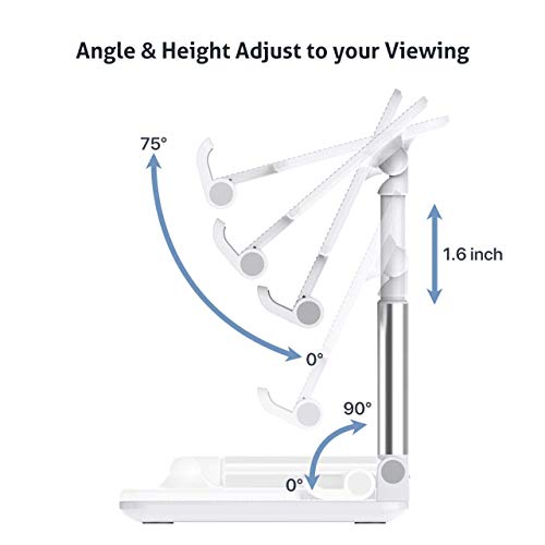 Dyazo Telescopic Multi Angle Adjustable and Foldable Mobile Phone Tabletop Stand, Anti Slip and Scratch Resistant, Compatible for Samsung Galaxy, MI, Vivo, iPhone, Oppo and All Mobile Phones- White - Image 2