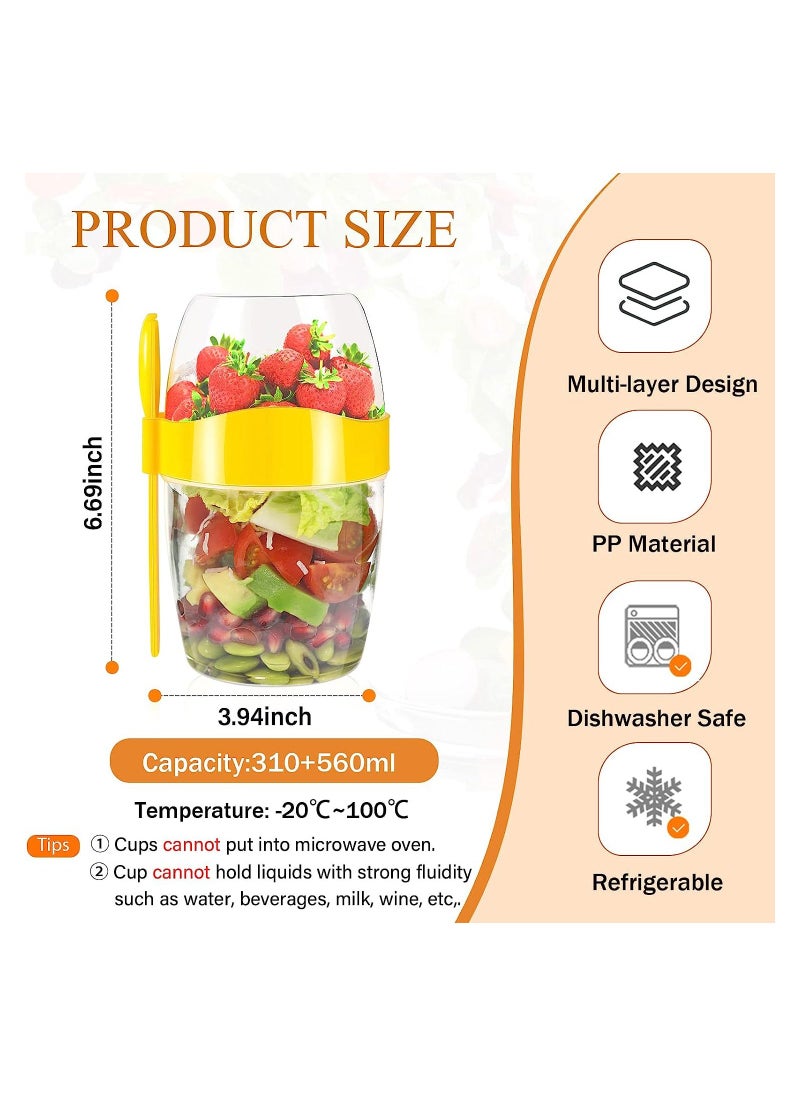Excefore - 29oz Breakfast On the Go Cups, 4PCS Reusable Yogurt Parfait Cups with Lids and Spoons, Colorful Overnight Oats Container Jar with Topping Cereal Containers, Salad Containers, Dessert Cups - Image 1