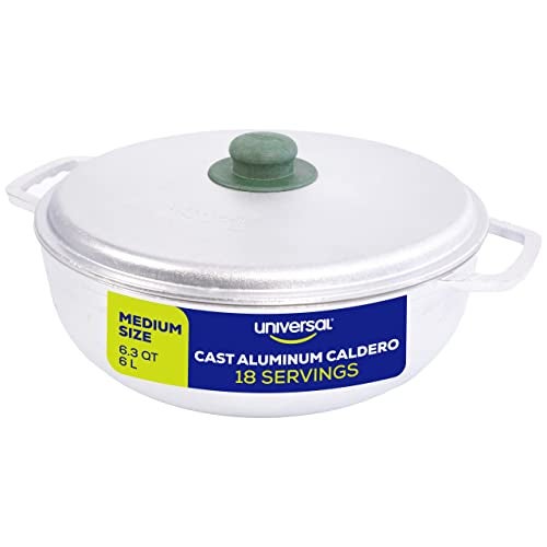 Universal (Medium Size) Caldero 18 Cups - 6.3 QT / 6 L, Stainless Aluminum Pot, Even Heat Distribution and Fast Cooking Dutch Oven Pot, Ergonomic Handles, Ideal for Rice, French Fries, and More - Image 1
