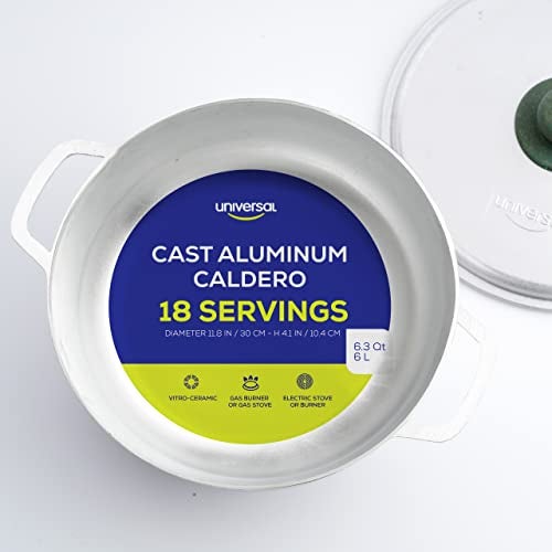 Universal (Medium Size) Caldero 18 Cups - 6.3 QT / 6 L, Stainless Aluminum Pot, Even Heat Distribution and Fast Cooking Dutch Oven Pot, Ergonomic Handles, Ideal for Rice, French Fries, and More - Image 2