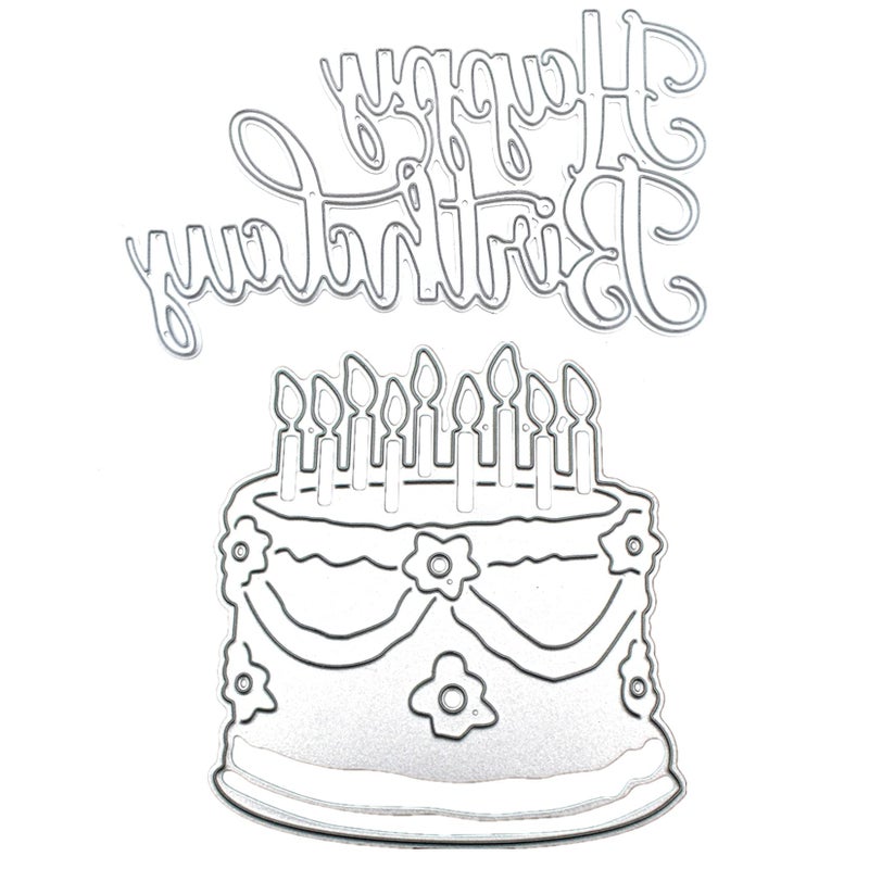 2 Set Die Cuts for Card Making Accfore Happy Birthday Cutting Dies Card Making Supplies DIY Die Cutters Card Making Die Stencils for Scrapbooking