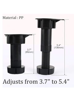 Huns Kitchen & Interior Huns Kitchen Interior Kitchen Bedroom Plastic Adjustable Cabinet Legs Foot Black 4pcs  - Image 4
