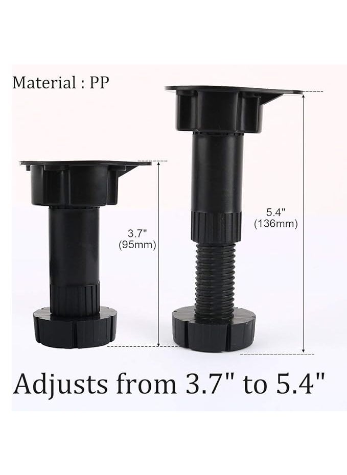 Huns Kitchen & Interior Huns Kitchen Interior Kitchen Bedroom Plastic Adjustable Cabinet Legs Foot Black 4pcs  - Image 4