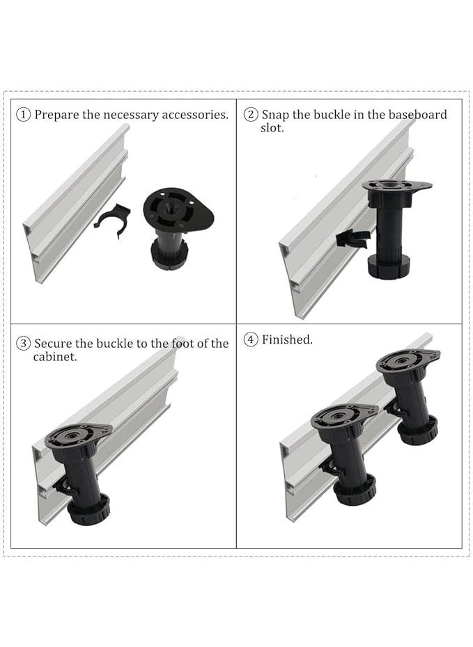 Huns Kitchen & Interior Huns Kitchen Interior Kitchen Bedroom Plastic Adjustable Cabinet Legs Foot Black 4pcs  - Image 5