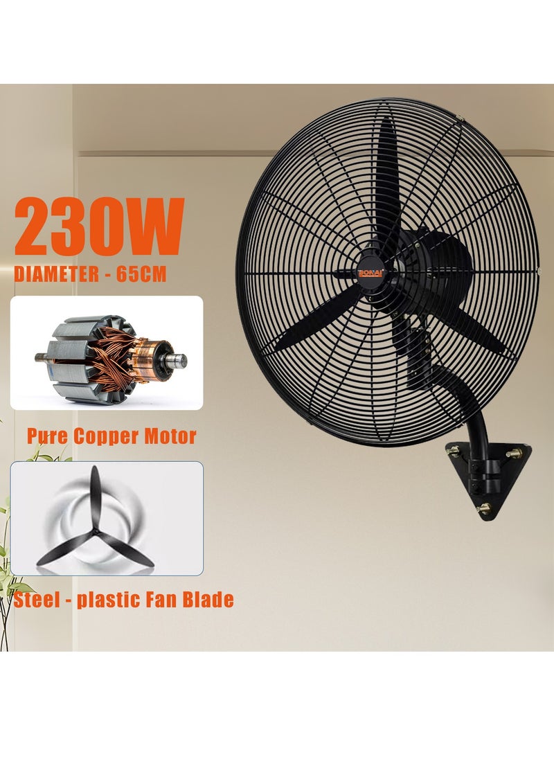 BONAI Bonai 26-Inch Wall Fan, 230W, 145 m³/min Airflow, Durable Metal Pedals, Ideal for Bedroom, HK-ST-65  - Image 3