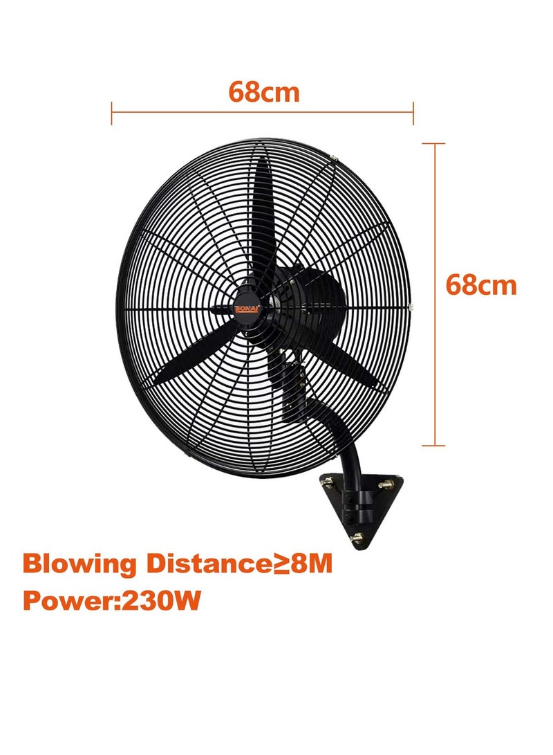 Bonai 26-Inch Wall Fan, 230W, 145 m³/min Airflow, Durable Metal Pedals, Ideal for Bedroom, HK-ST-65