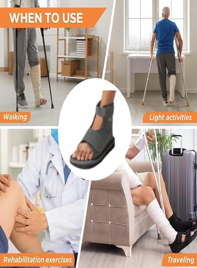 MEDTRIX Orthopedic Cast Shoe for Fractured Foot | Anti-Slip Rocker Sole | Adjustable Velcro Straps | Left/Right Foot | Men & Women (S) GREY - Image 3