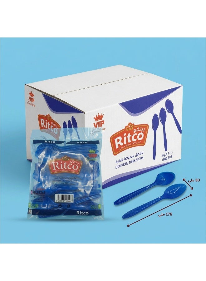 Ritco Carton Of VIP Thick Blue Plastic Spoons (1000 Spoons/Carton) - Image 3