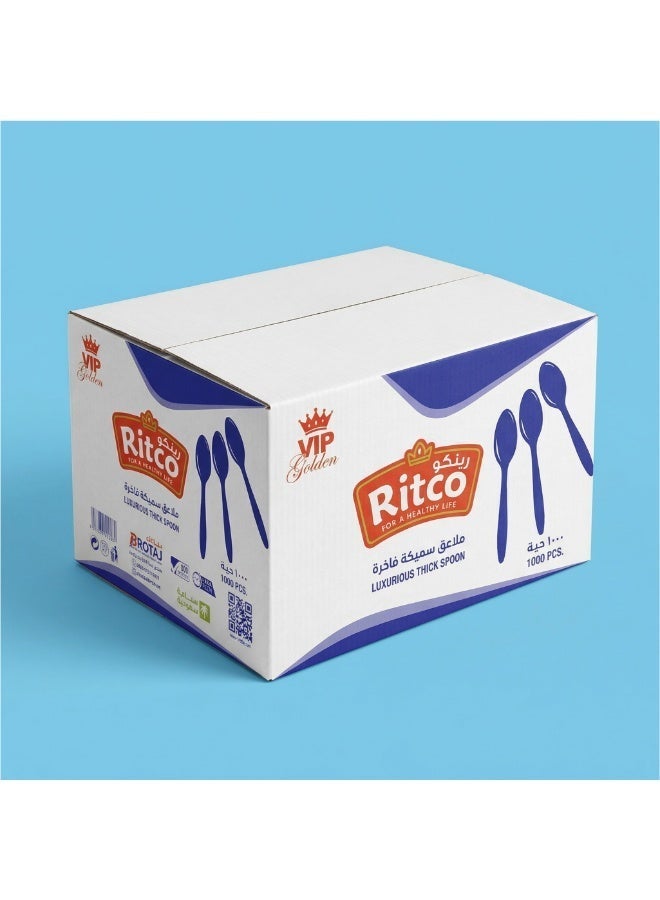 Ritco Carton Of VIP Thick Blue Plastic Spoons (1000 Spoons/Carton) - Image 2