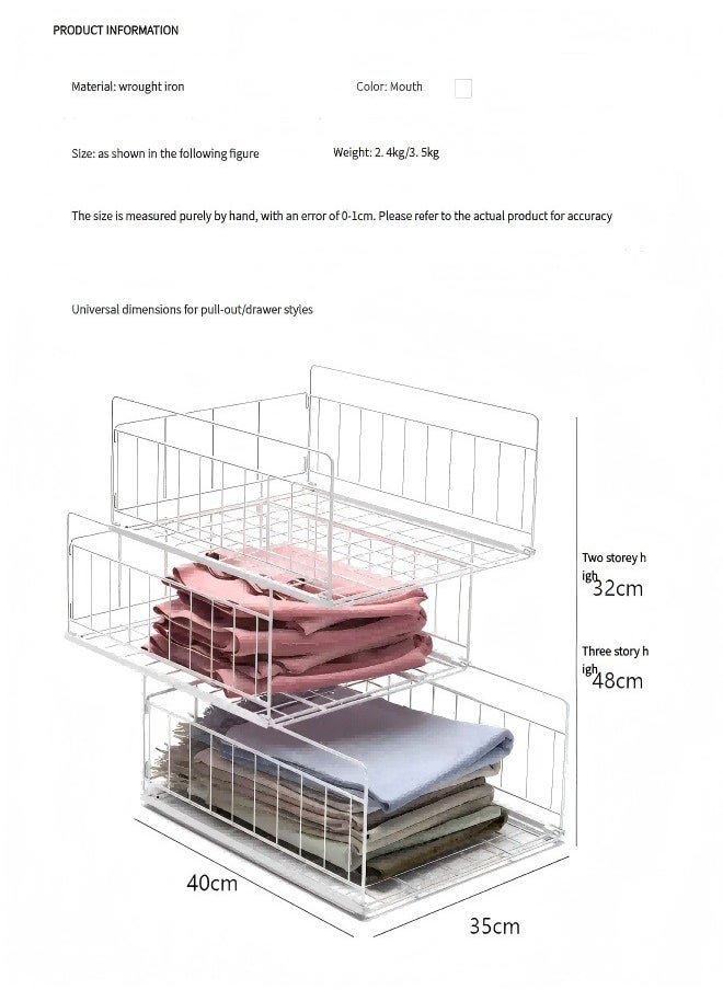 Generic 3-Tier Sliding Closet Organizer and Drawer Storage Rack, Stackable Storage Bins for Jeans, Sweaters, Wardrobe Containers  - Image 2