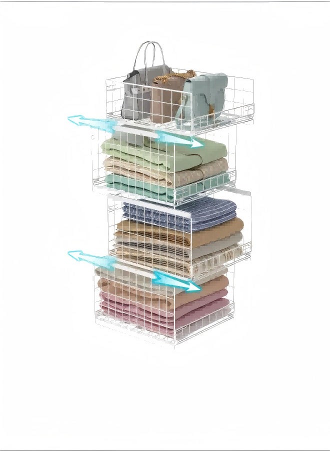 Generic 3-Tier Sliding Closet Organizer and Drawer Storage Rack, Stackable Storage Bins for Jeans, Sweaters, Wardrobe Containers  - Image 3