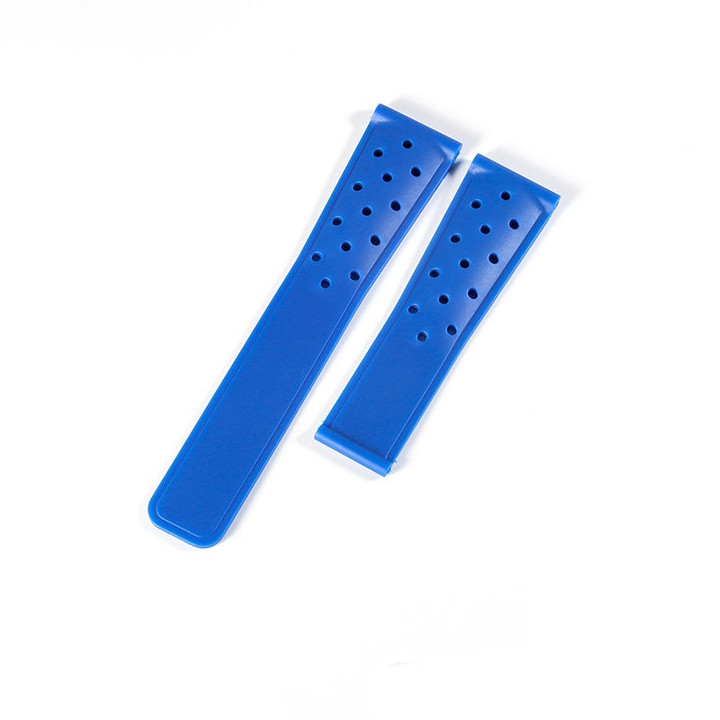 Generic Tag Heuer Carrera F1 Silicone Strap 22mm Blue-No Buckle 