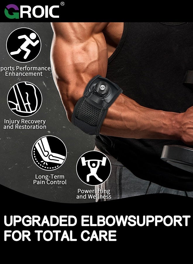 GROIC Adjustable Elbow Support Brace with Knob, Tennis Elbow Support Strap for Golfers, Basketball, Baseball, Badminton, Weightlifting - Tendonitis, Arthritis, Pain Relief (1PC) - Image 2