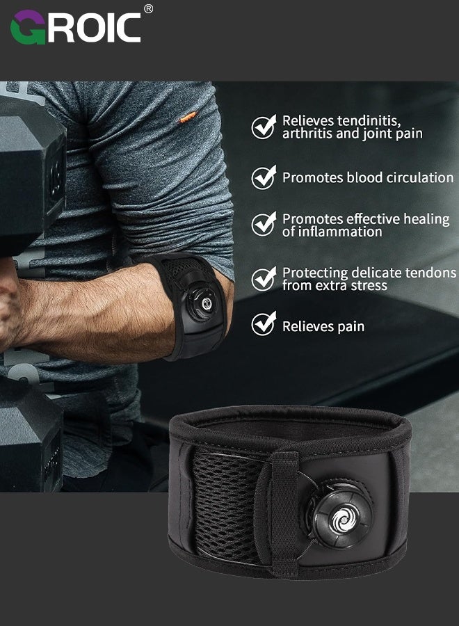 GROIC Adjustable Elbow Support Brace with Knob, Tennis Elbow Support Strap for Golfers, Basketball, Baseball, Badminton, Weightlifting - Tendonitis, Arthritis, Pain Relief (1PC) - Image 4