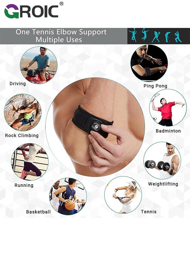 GROIC Adjustable Elbow Support Brace with Knob, Tennis Elbow Support Strap for Golfers, Basketball, Baseball, Badminton, Weightlifting - Tendonitis, Arthritis, Pain Relief (1PC) - Image 5