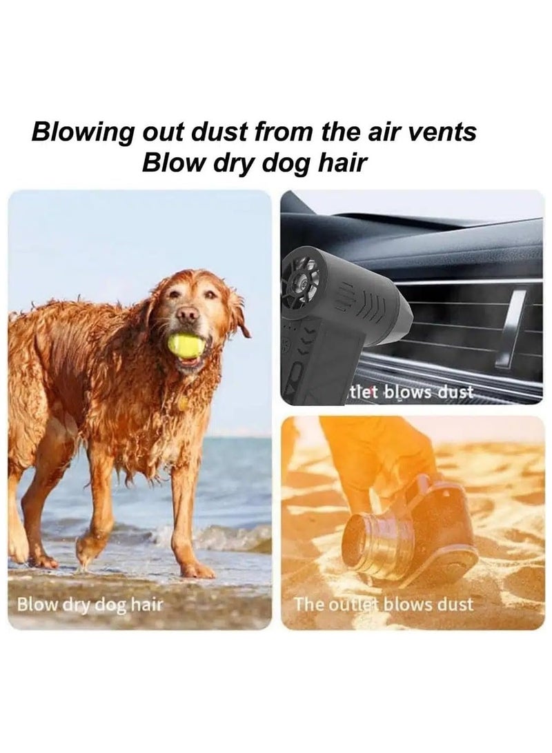 Portable Electric Air Duster with 130000RPM Motor, 4 Gear Adjustable, Compact Jet fan blower With Rechargeable 6000mAh Battery, LED Light, 36-45dB Noise Level, 14.3x3.9cm, for Electronics Cleaning - Image 3