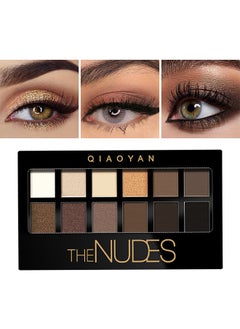 QIAOYAN 12 Colors The Nudes Eyeshadow, Shimmer Matte Palette, Waterproof Brown Eyeshadow Series, Highly Pigmented Long Lasting Waterproof, Matt Powder Pressed Eye Pallet  - Image 1