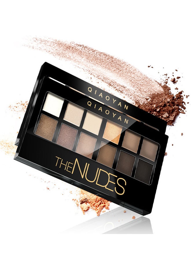 QIAOYAN 12 Colors The Nudes Eyeshadow, Shimmer Matte Palette, Waterproof Brown Eyeshadow Series, Highly Pigmented Long Lasting Waterproof, Matt Powder Pressed Eye Pallet - Image 2
