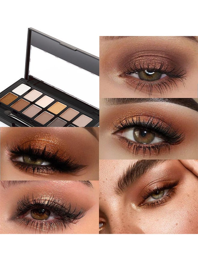 QIAOYAN 12 Colors The Nudes Eyeshadow, Shimmer Matte Palette, Waterproof Brown Eyeshadow Series, Highly Pigmented Long Lasting Waterproof, Matt Powder Pressed Eye Pallet - Image 3