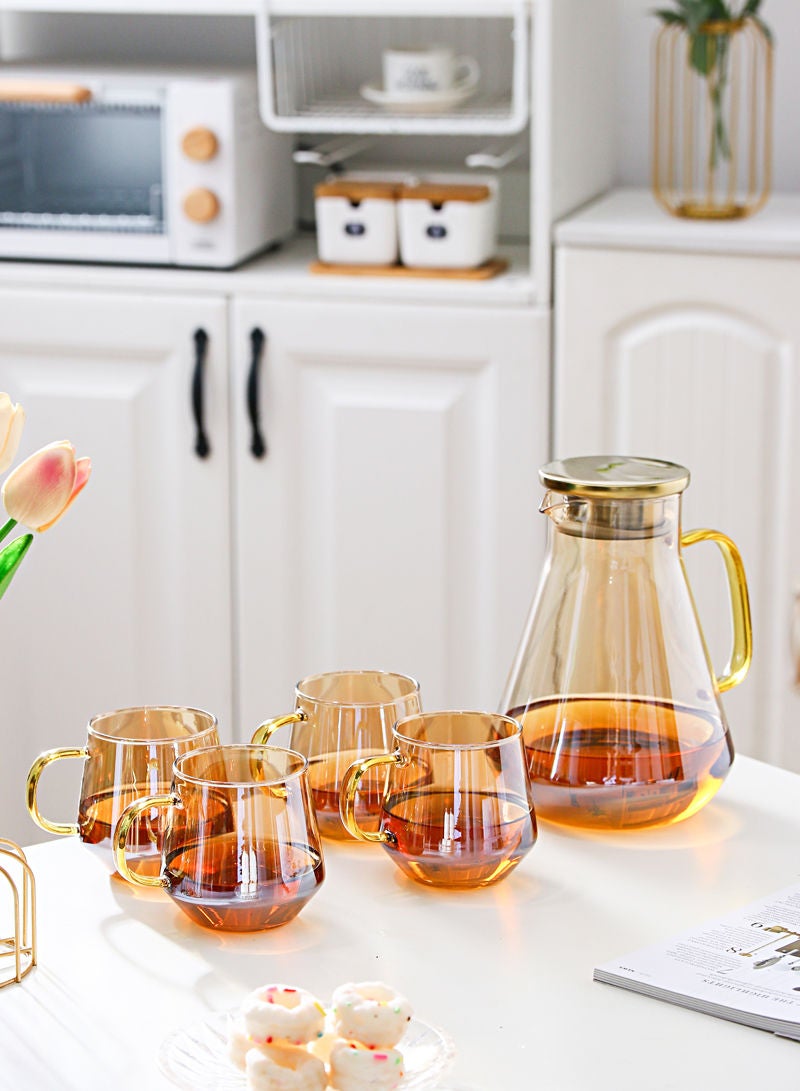 Shuer 5-Piece Electroplating Process Glass Cup Water Bottle Set Transparent Tea Mug Milk Straight Tube  - Image 5