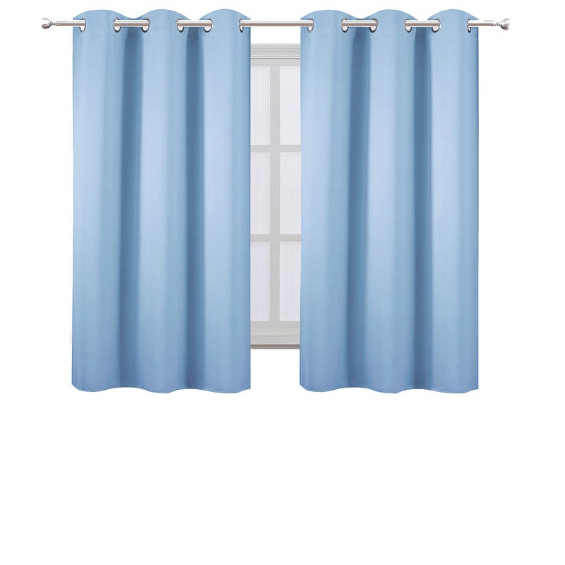 LEMOMO Sky Blue Blackout Curtains/38 x 54 Inch/Set of 2 Panels Thermal Insulated Room Darkening Curtains for Bedroom - Image 2